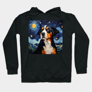 Swiss Mountain Dog portrait Starry Night Hoodie